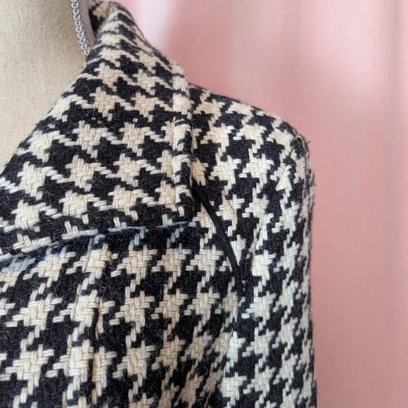 Giacca Houndstooth Wool Blend Coat Black and White Size Medium - Picture 11 of 16